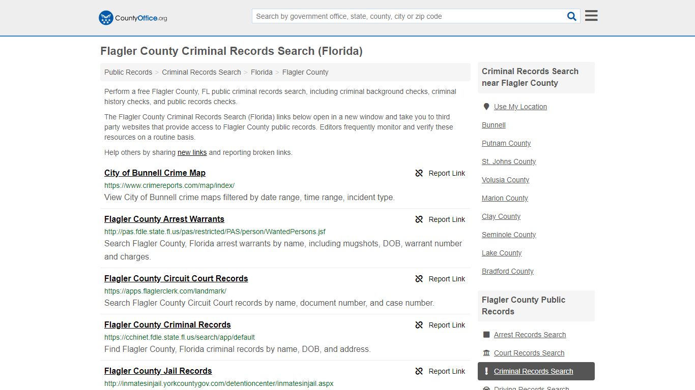Criminal Records Search - Flagler County, FL (Arrests ...